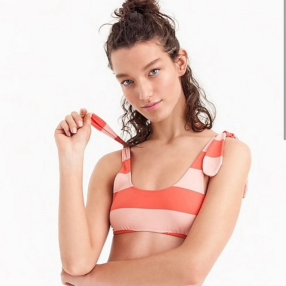 J. Crew Other - J Crew Playa tie strap bikini top in peach orange. ‎ Size small
